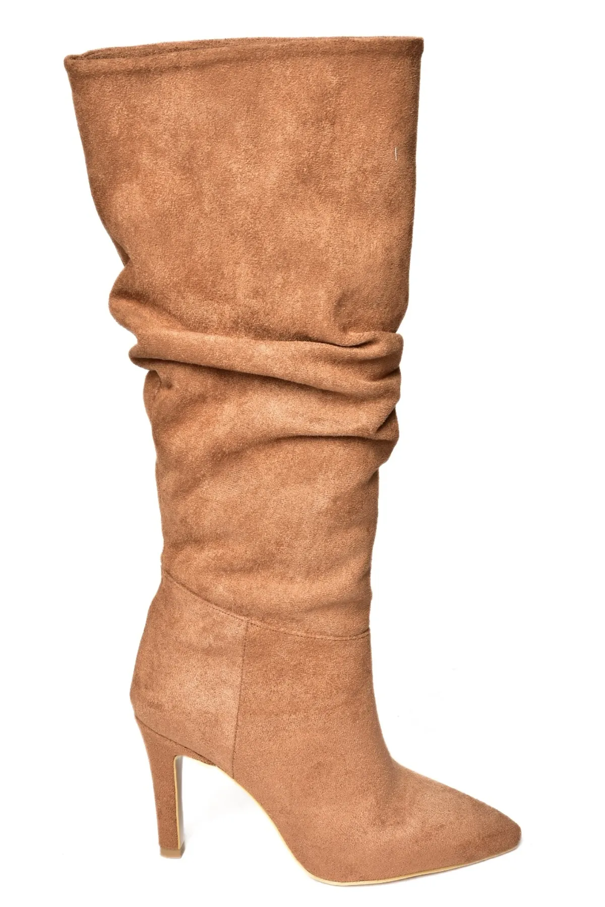 Fox Shoes  Hellbraune Damenstiefel aus Wildleder mit dünnem Absatz L404868002