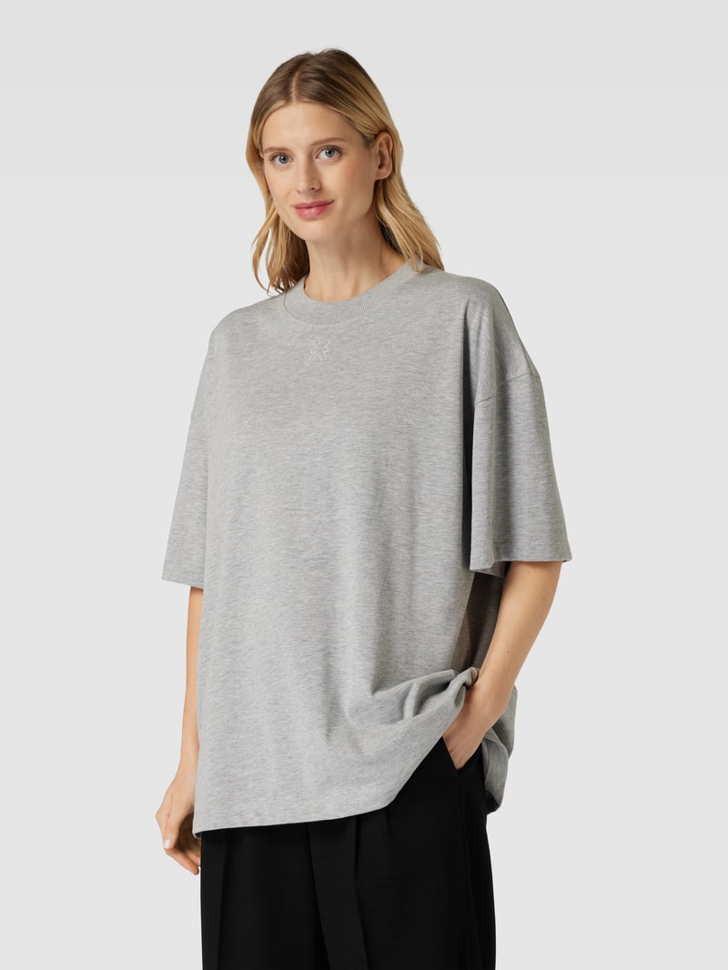 Oversized T-Shirt mit Rundhalsausschnitt in hellgrau melange
