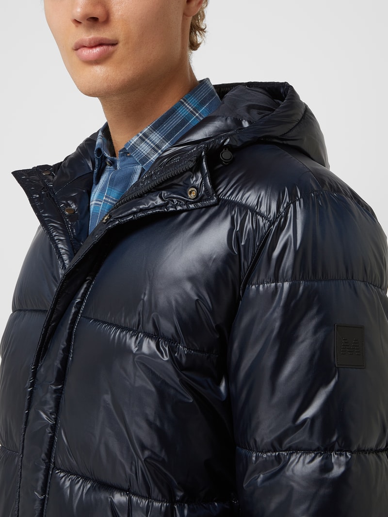 Steppmantel mit Kapuze Modell 'Rogan' in marineblau