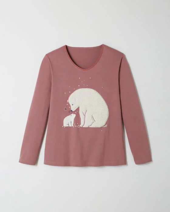 Tee-shirt de pyjama manches longues maille jersey intérieur doux