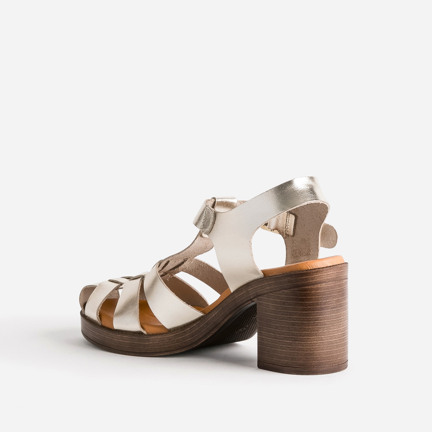 Sandale dorée éco-conçue en cuir