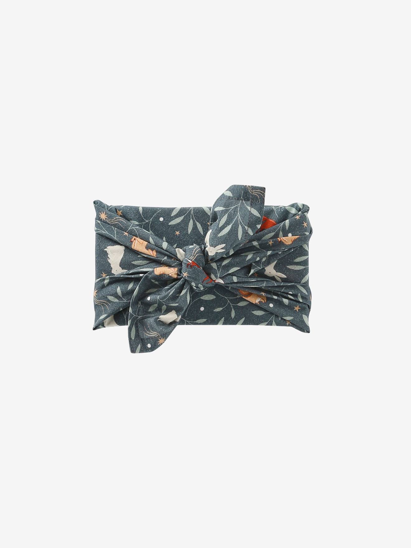 Lot de 2 emballages tissu furoshiki Brocéliande bleu imprimé