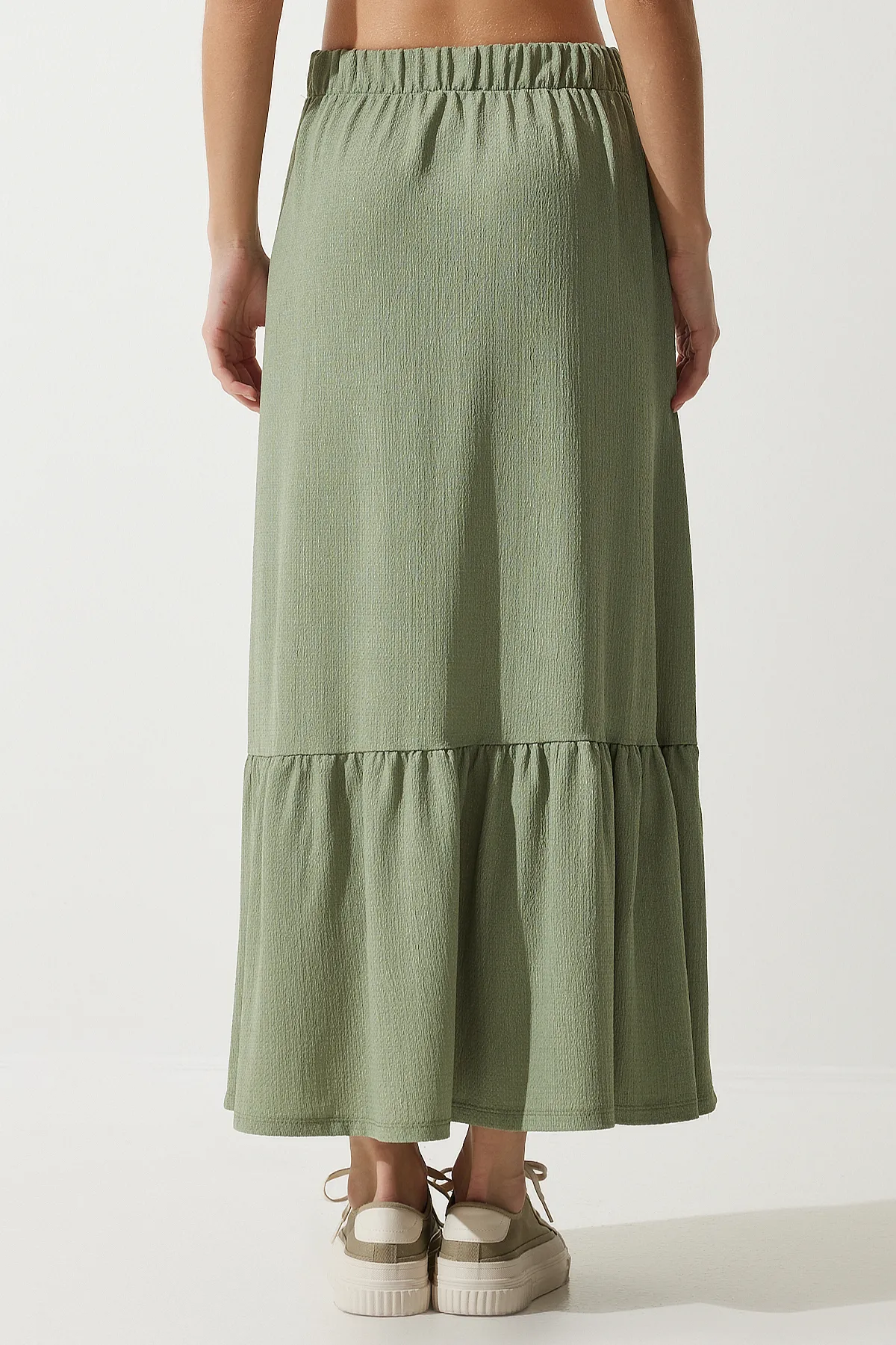 Happiness İstanbul  Grüner Volant-Sommer-Midirock für Damen DD01231
