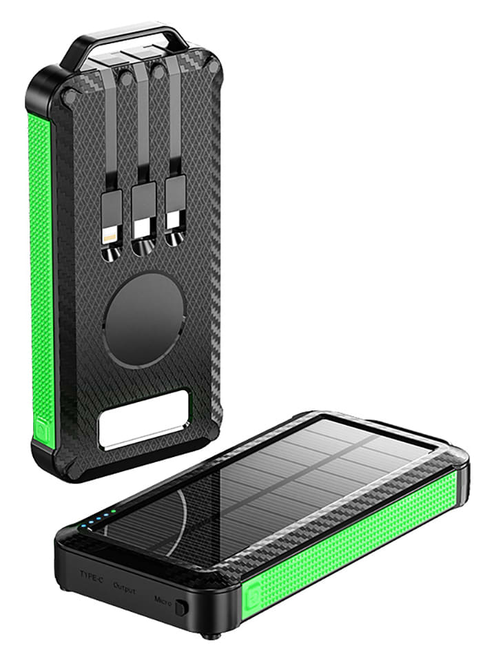 SmartCase Solar-Powerbank in Schwarz/ Grün - 20.000 mAh günstig kaufen onesize