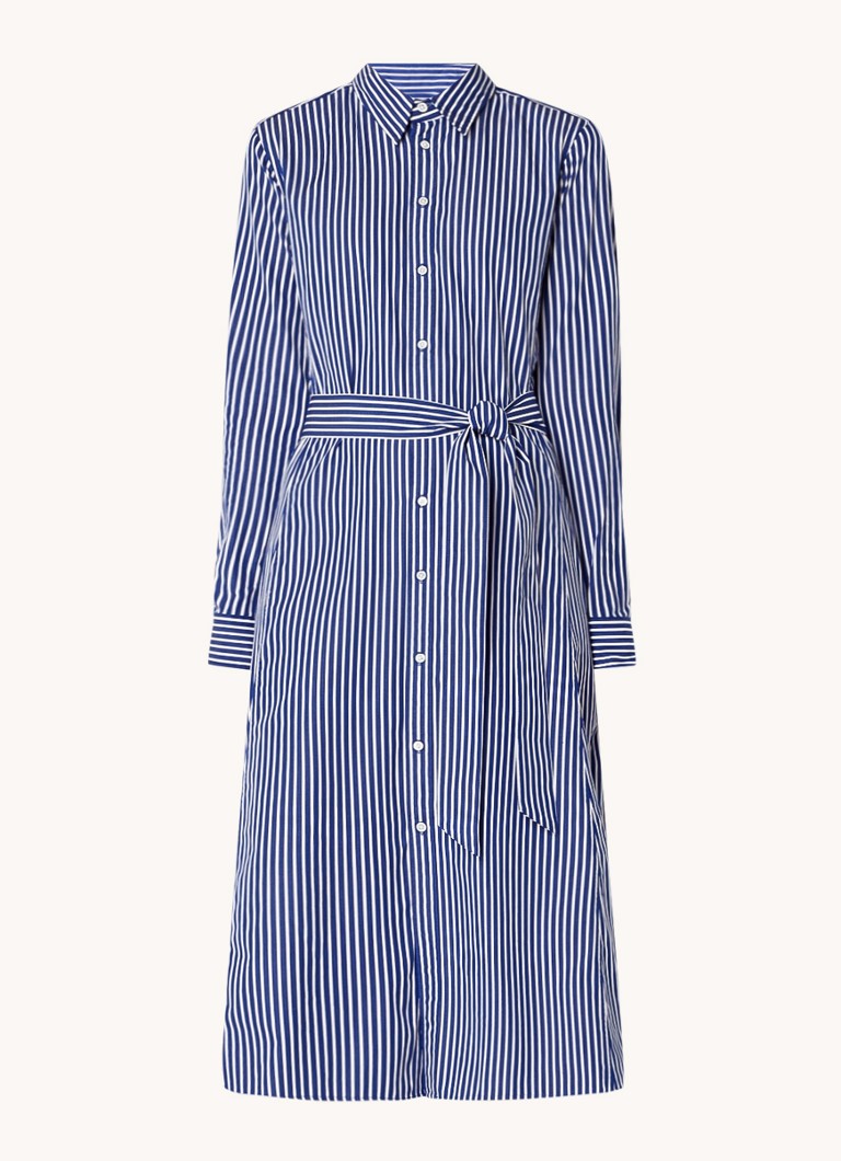 Vestido camisero midi de Ralph Lauren con cinturón de lazo y estampado de rayas.