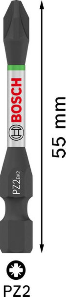 Bosch Blue Accessories 2608522546 PRO Bit de șurubelniță cu impact Pozidriv PZ2 55 mm 15 bucăți în cutie Tic Tac