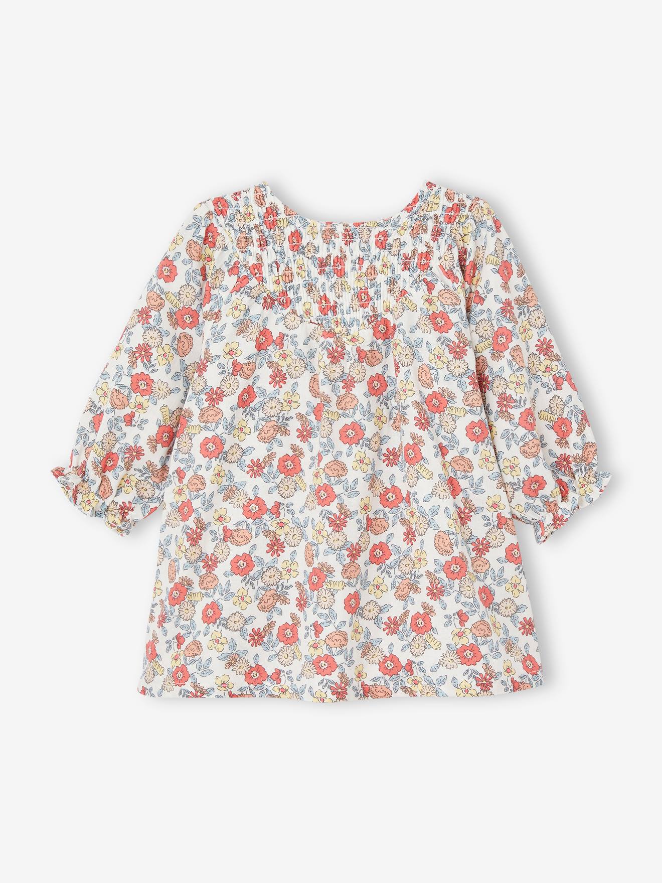 Vertbaudet Gesmoktes Baby Kleid - wollweiß