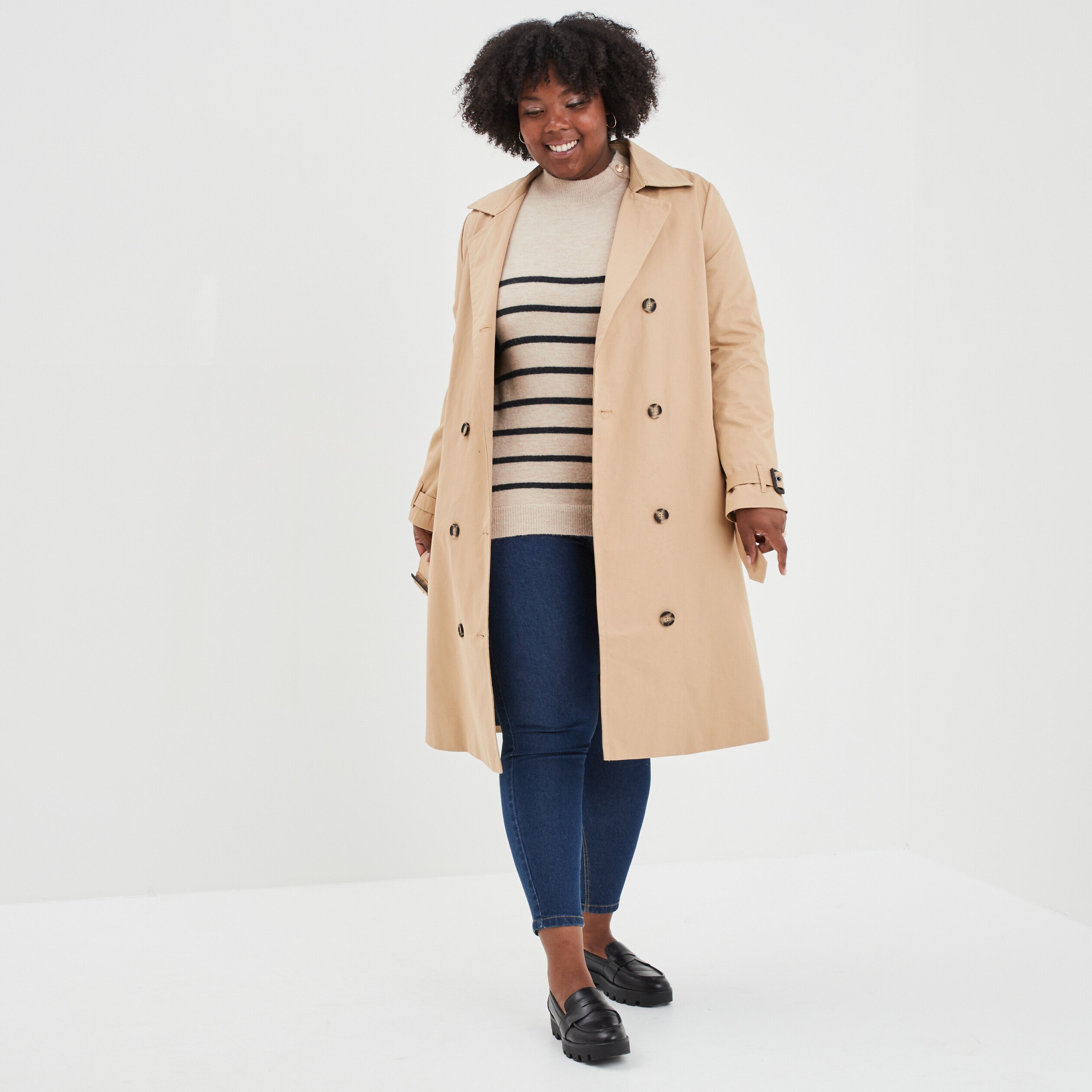 Jegging taille haute matière recyclée bleu femme grande taille | La Halle