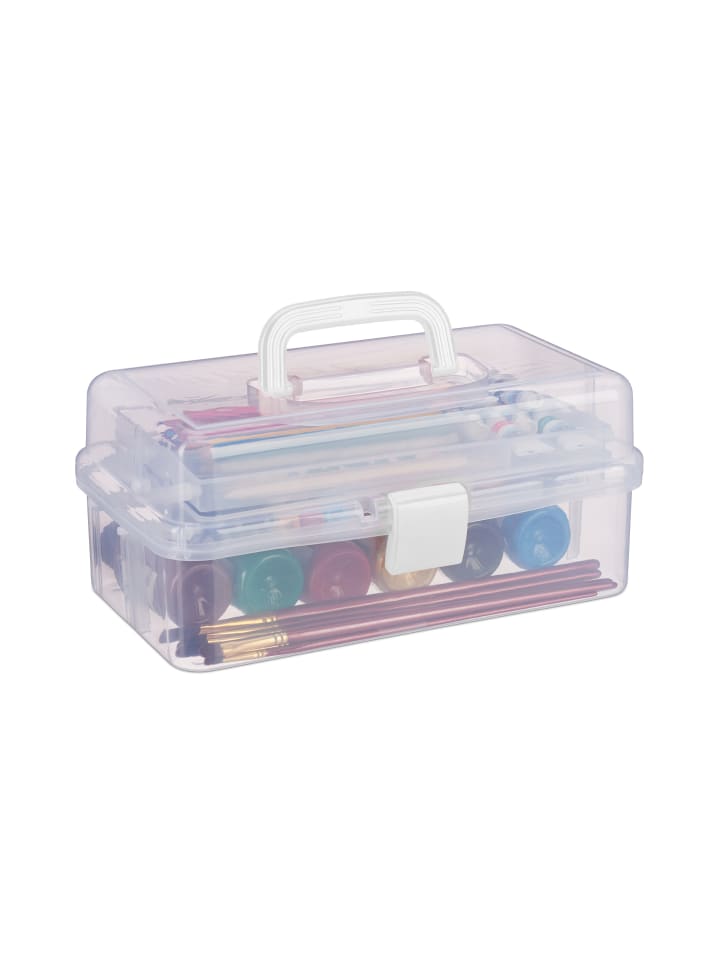 relaxdays Aufbewahrungsbox in Transparent/ Weiß - (B)33 x (H)14,5 x(T)19 cm günstig kaufen onesize