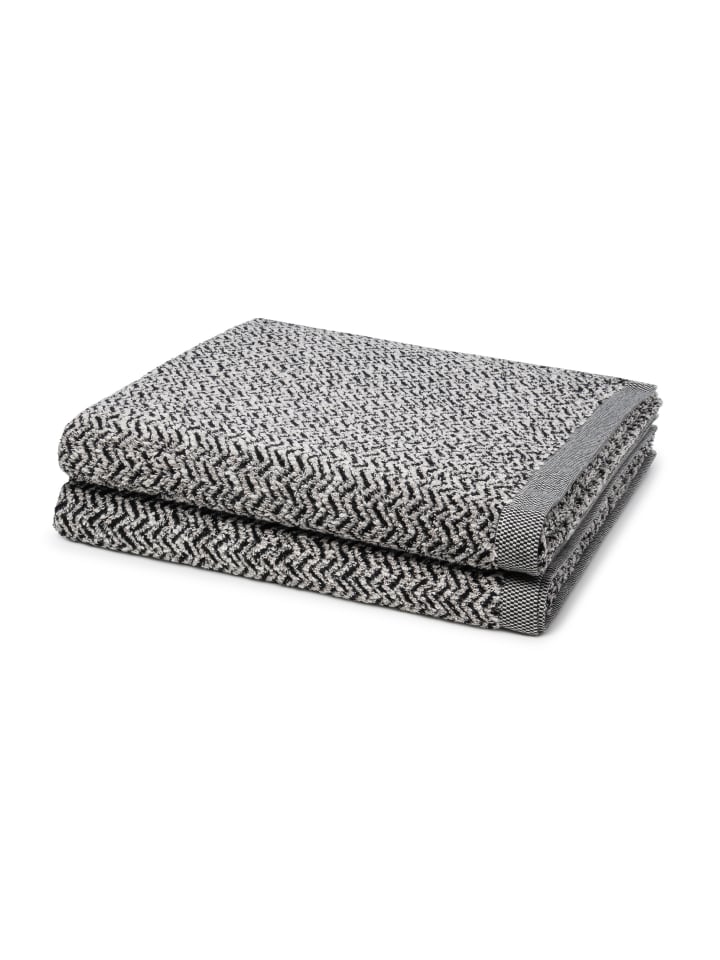 Möve 2 X Duschtuch - im Set Brooklyn Fischgrat in Nature/Black günstig kaufen 80 x 150cm