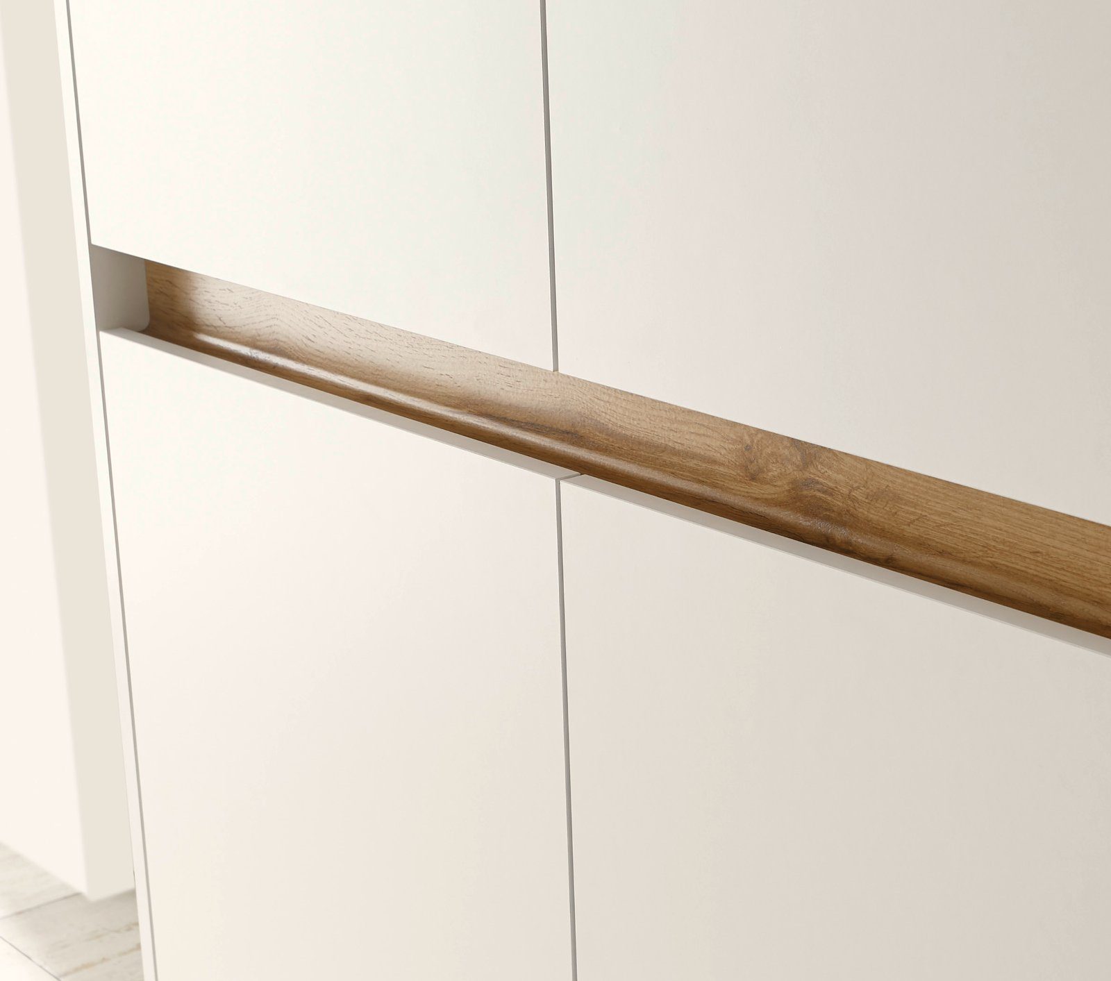 Furn.Design Wohnwand Center, (Wohnzimmer Set in weiß mit Wotan Eiche, 4-teilig, Breite 370 cm), integrierter Sekretär