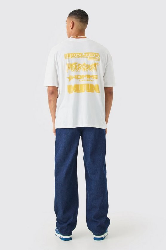 Oversize T-Shirt mit Moto Print