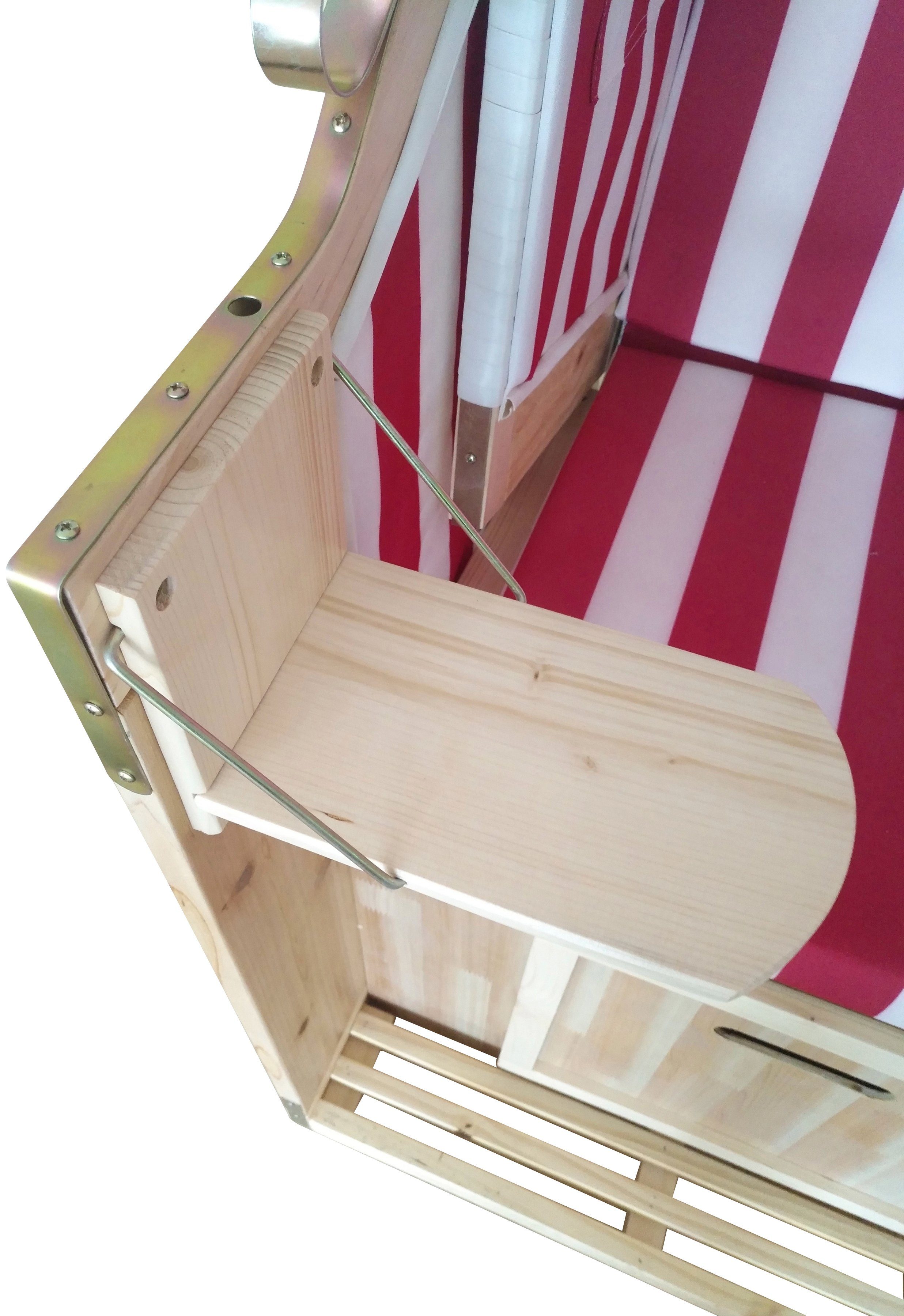 KONIFERA Strandkorb Föhr, BxTxH: 115x72x160 cm, Halblieger, Ostsee-Modell, 2-Sitzer, inkl. Klapptisch