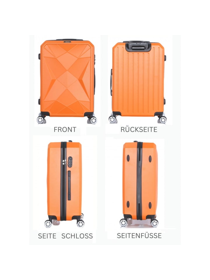 Cheffinger Reisekoffer ABS-03 Koffer 3-teilig Hartschale Trolley Set Kofferset in Orange günstig kaufen onesize