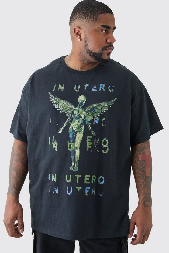 Plus Oversize T-Shirt mit Nirvana Utero Print