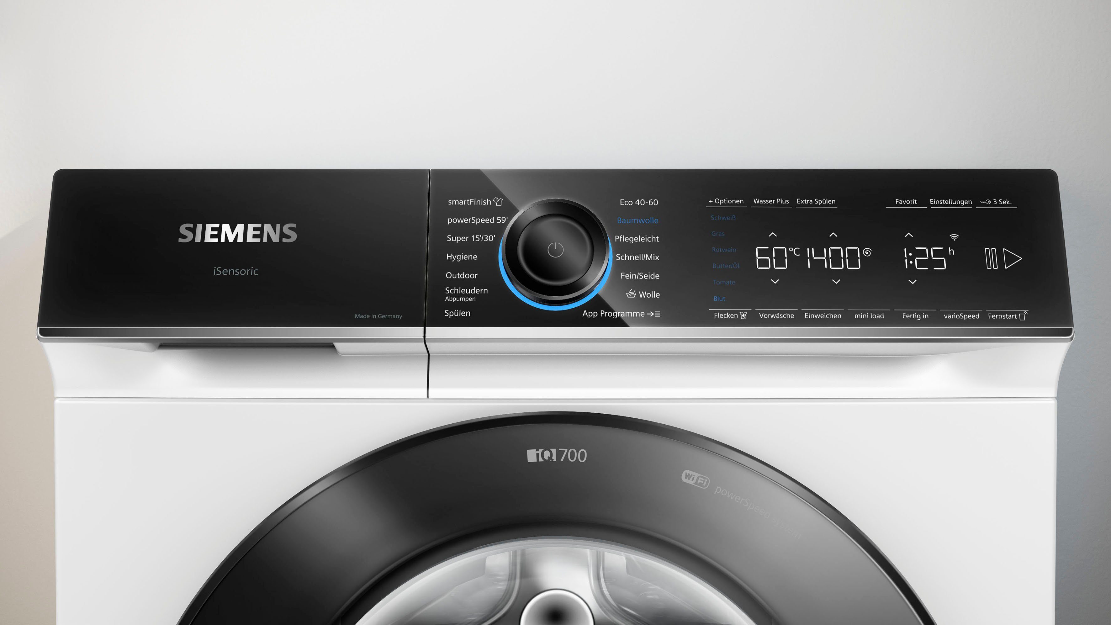 SIEMENS Waschmaschine iQ700 WG44B20Z0, 9 kg, 1400 U/min, smartFinish – glättet dank Dampf sämtliche Knitterfalten