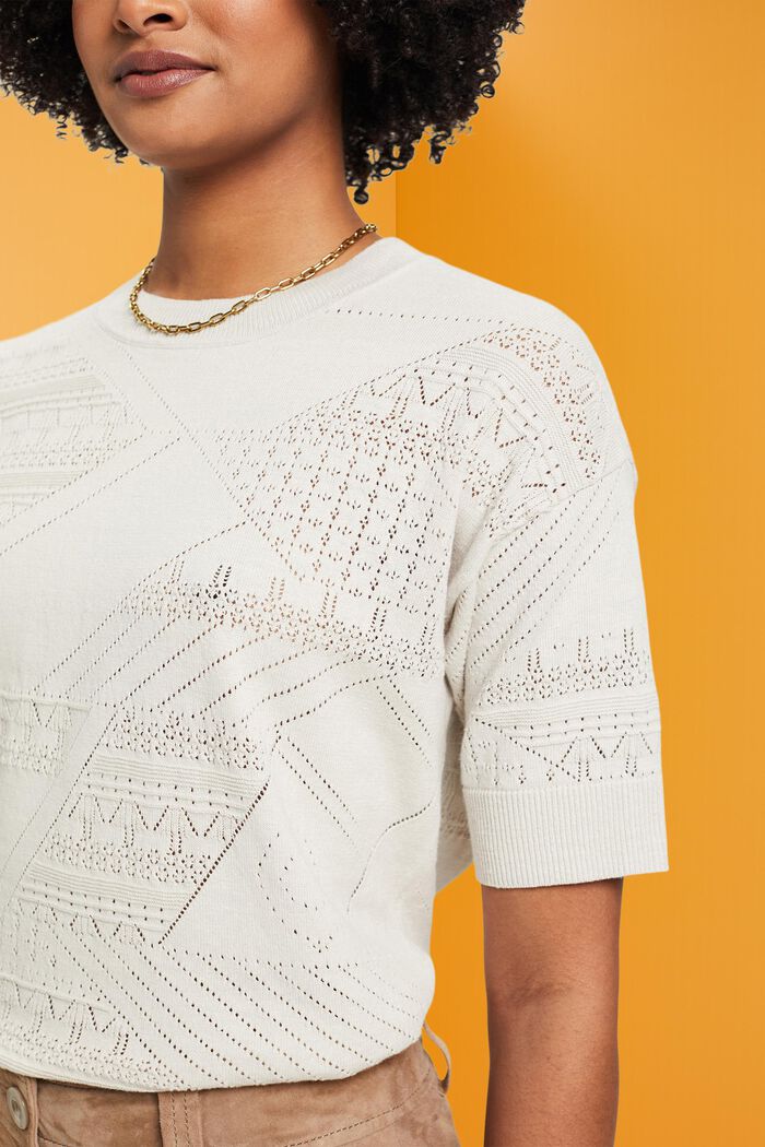 Kurzärmeliger Pullover aus Leinenmix