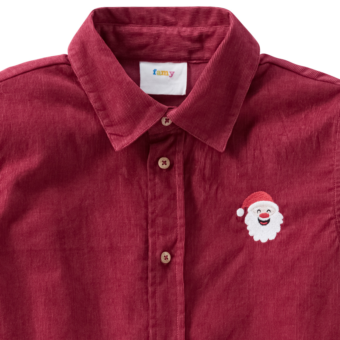 Jungen Weihnachtshemd aus Cord rot