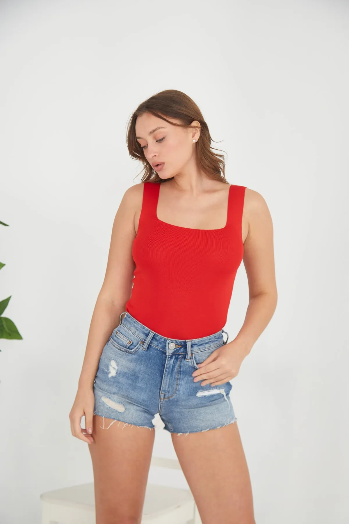 Pearls of Home  Damen Crop Top – Rot – Tailliertes Crop – 15 verschiedene Farben – Dehnbare Strickware für Sportlerinnen