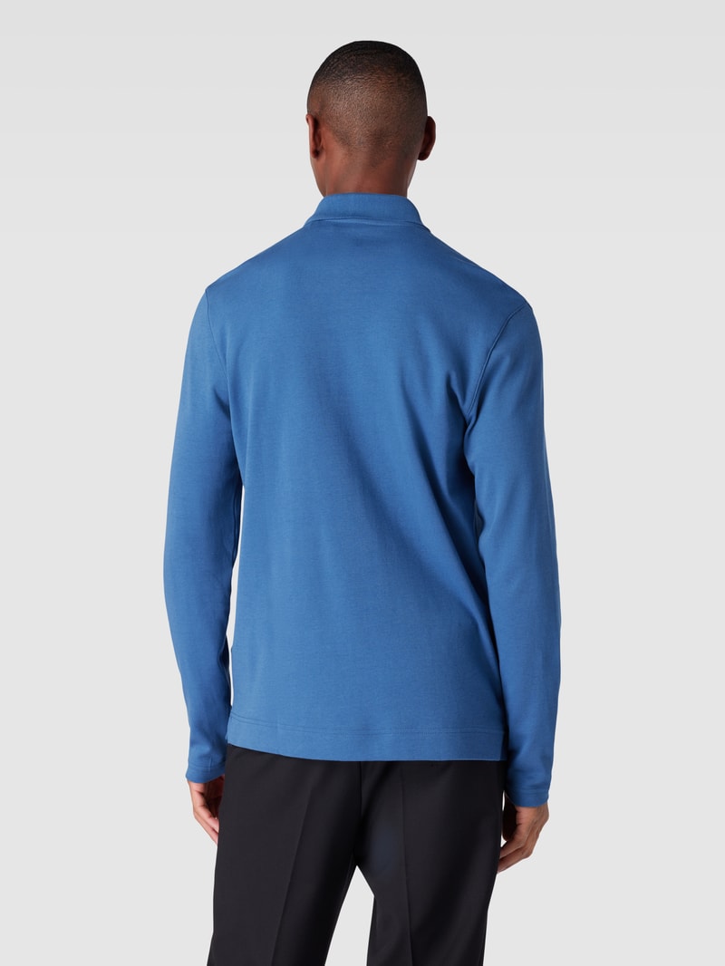 Poloshirt mit langen Ärmeln in metallic blau