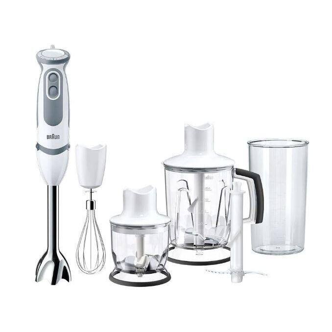 Braun Stabmixer MQ 5245 WH Schüssel: 1.25 L, Zerhacker: 0.35 L, Becherglas: 0.6 L 1000 Körper: Kunststoff, Schüssel: Edelstahl Weiß, Grau