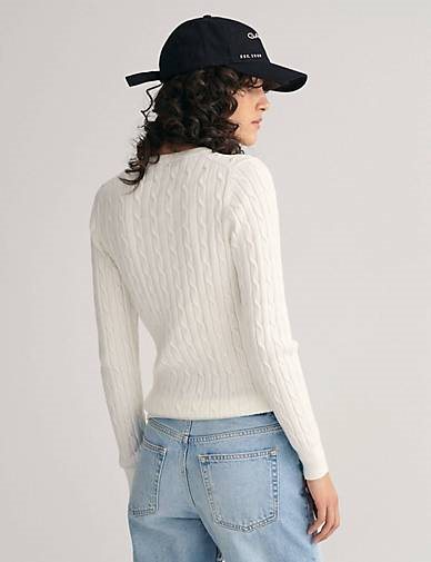 GANT Damen Strickpullover STRETCH COTTON CABLE C-NECK