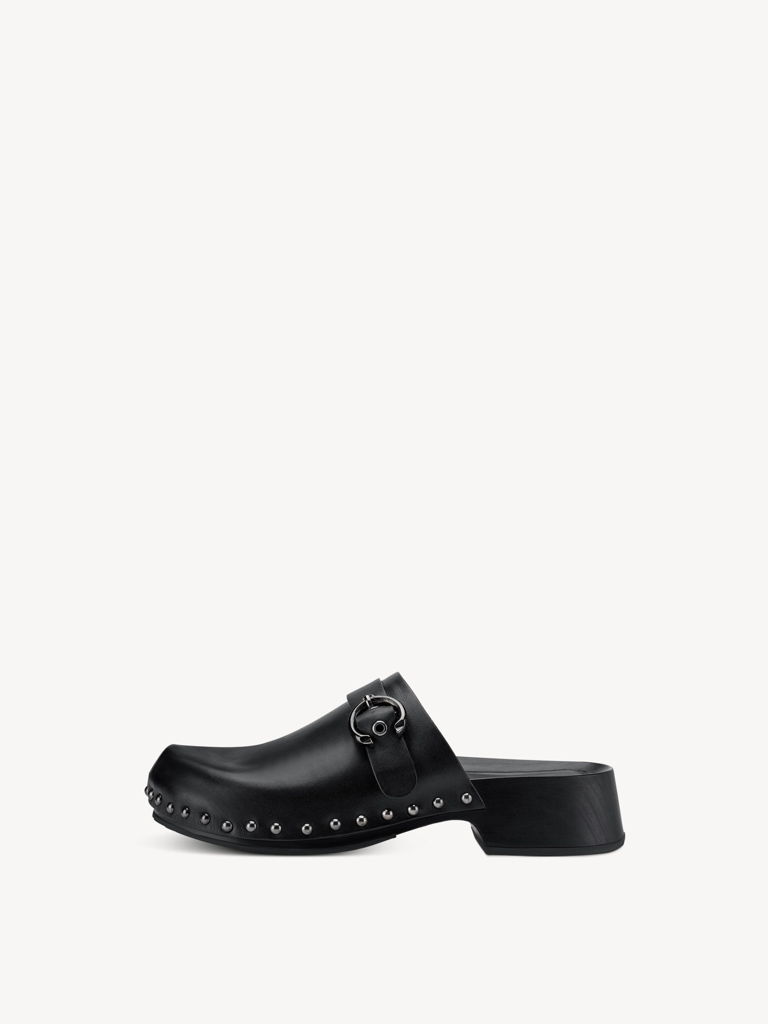 Sandale à talon en cuir - noir