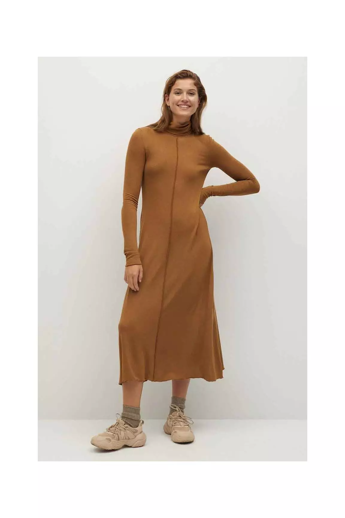 Mango Robes Longues Femme couleur marron