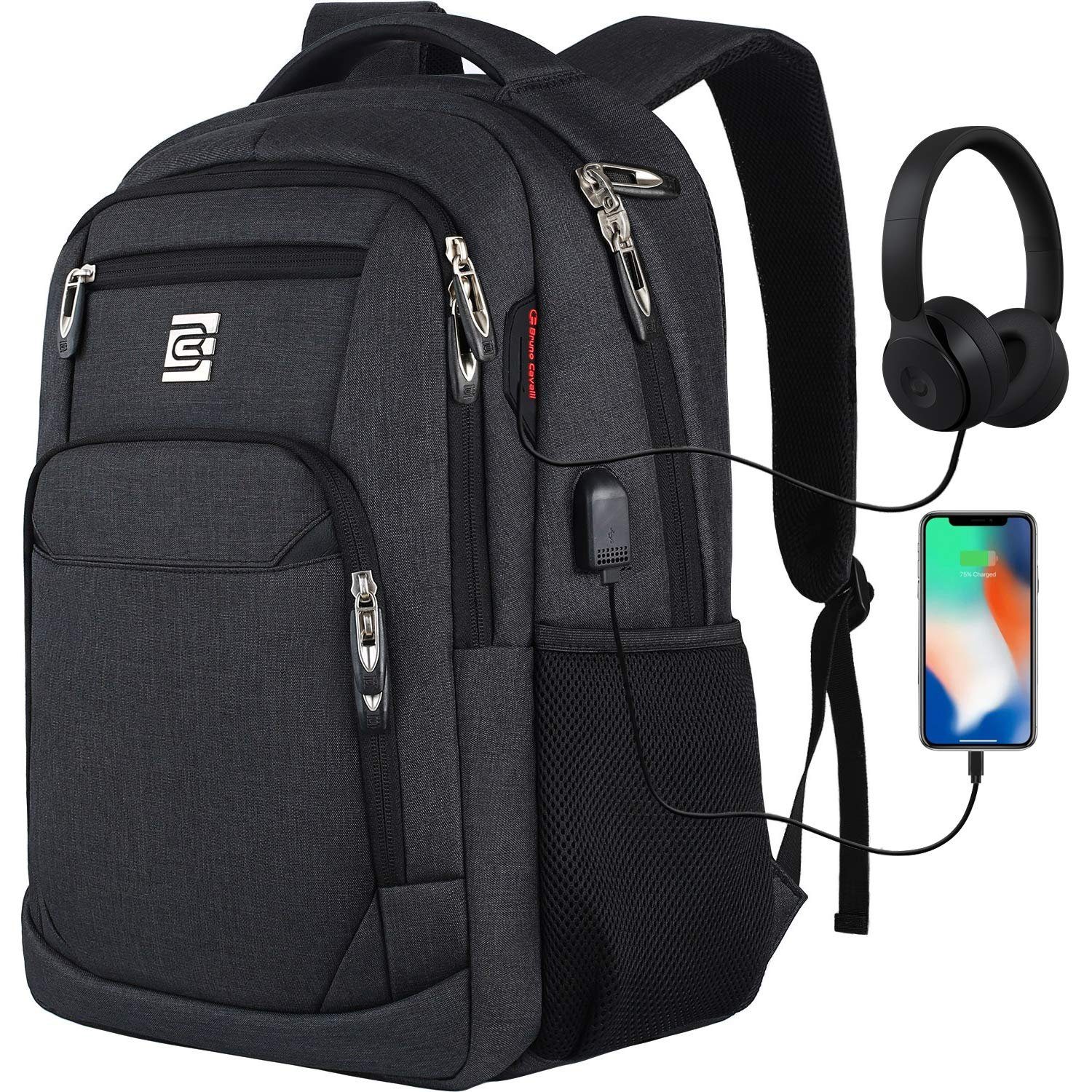 REDOM Laptoprucksack Laptop Rucksack Rucksäcke Schulrucksack Wasserbeständig Laptoptasche (Laptop Notebook Tasche Schule Uni Rucksack, Sportrucksack, mit USB-Anschluss, Anti-Diebstahl, Backpack mit Laptopfach), Herren Damen Jungen Teenager Freizeit A