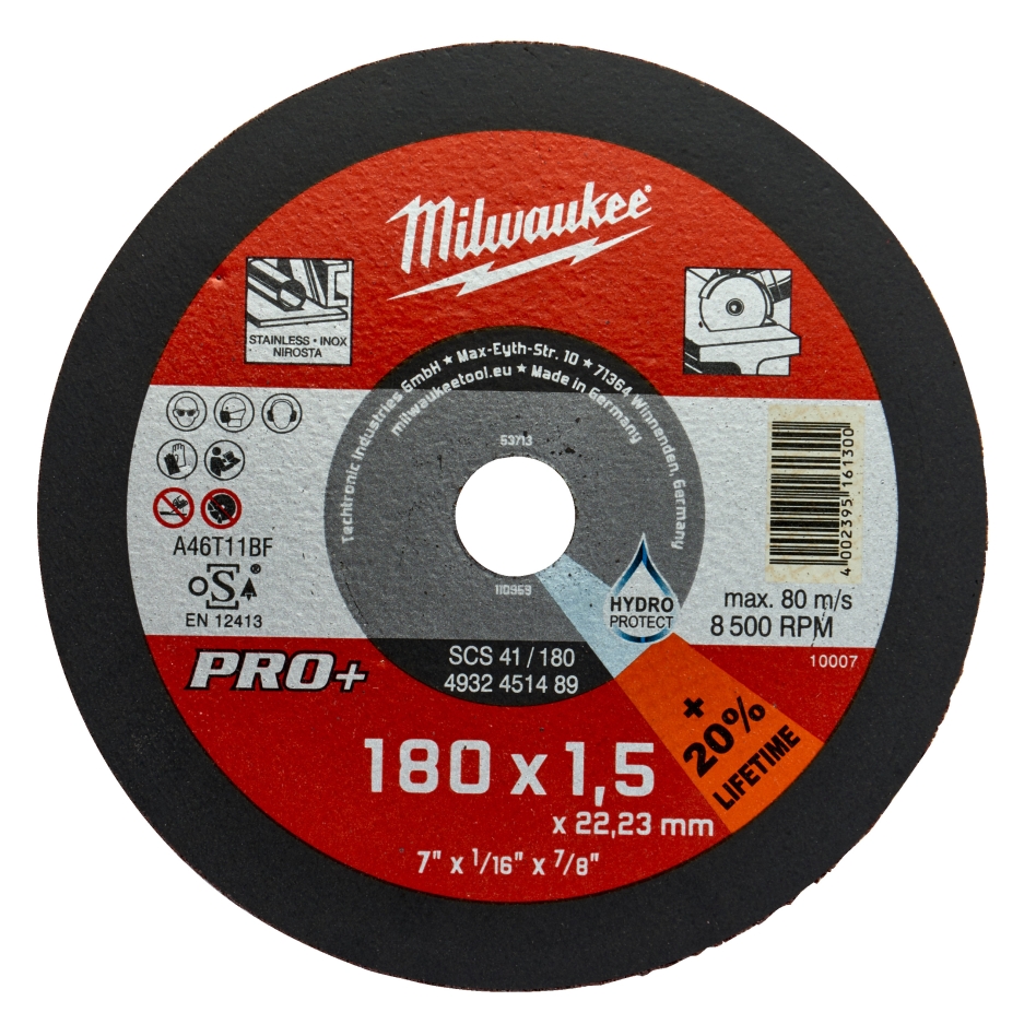 Milwaukee Zubehör 4932451489 Metalltrennscheibe SCS41 180 x 1,5 mm PRO+ (bestellbar in 50er-Packungen)