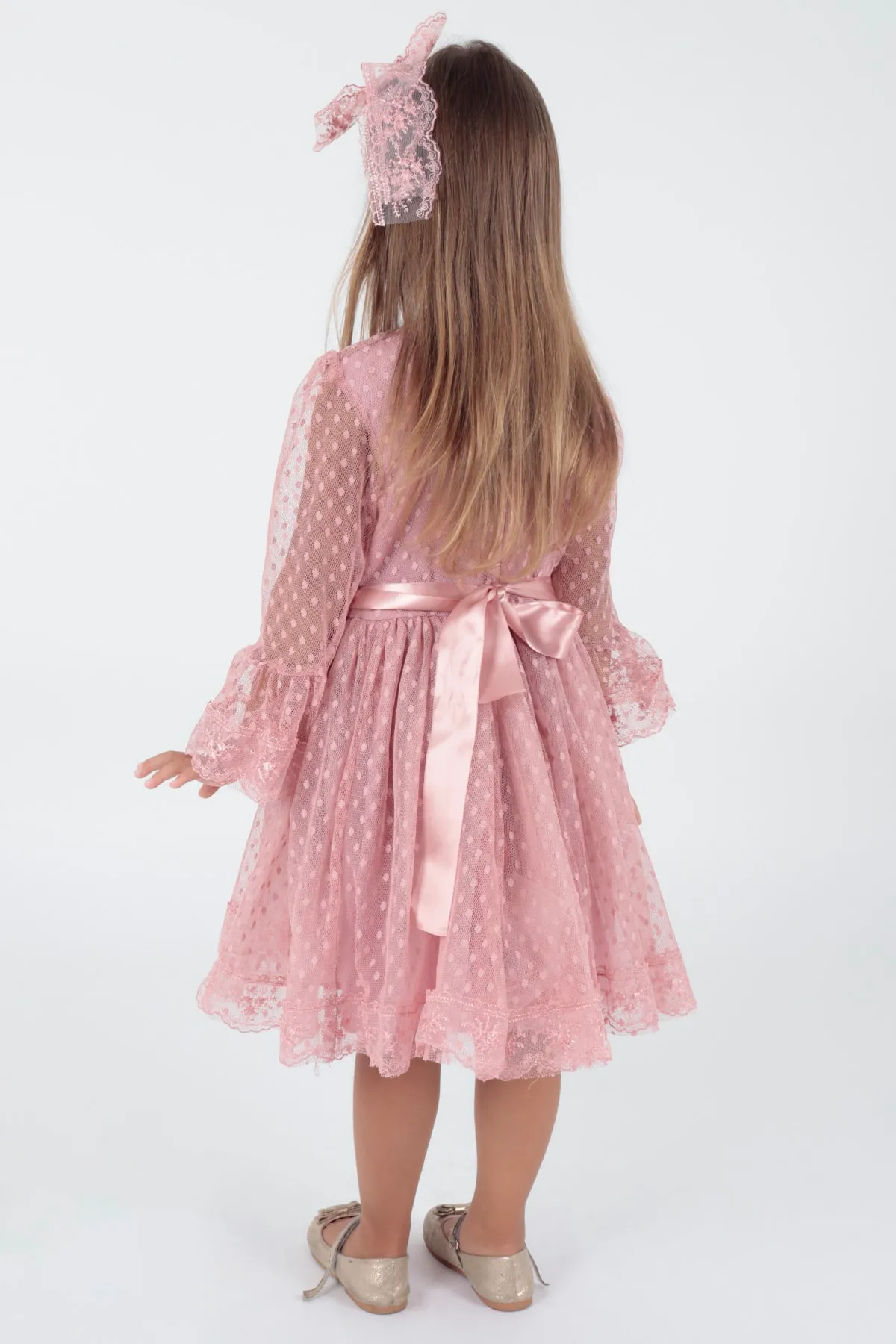 AHENGİM  Trendiges Abendkleid für Mädchen mit Schnalle und Tüllspitze Ak2209