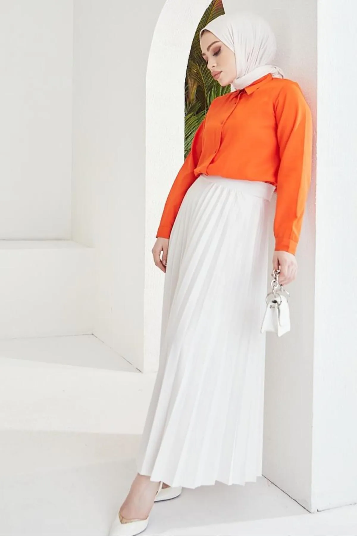 benguen  4538 Faltenrock mit elastischer Taille, Ecru