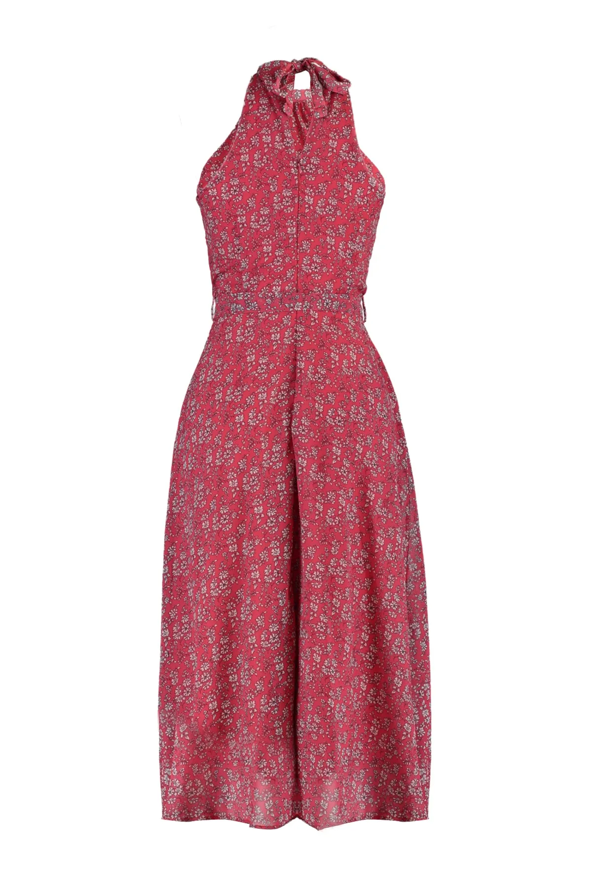 Trendyol Collection  Rosafarbenes, ärmelloses, gewebtes Kleid in A-Linie mit Gürtel und Neckholder und Blumendruck TWOSS20EL2536