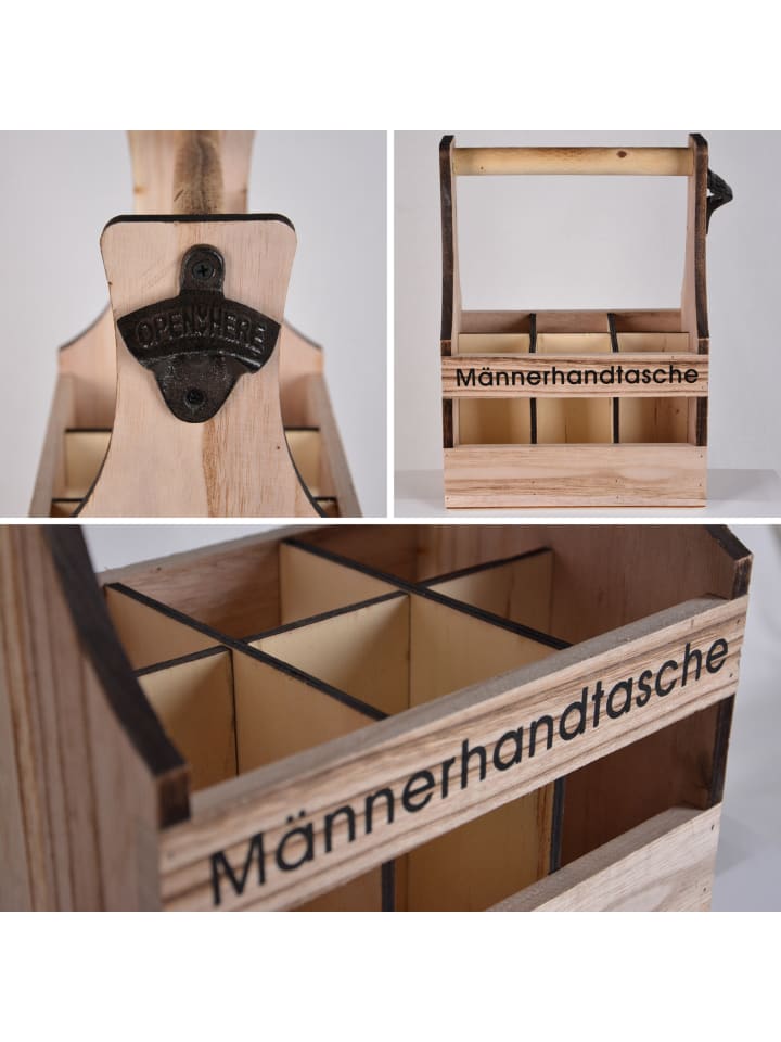 UNUS Flaschenträger Männerhandtasche aus Holz in Braun günstig kaufen onesize
