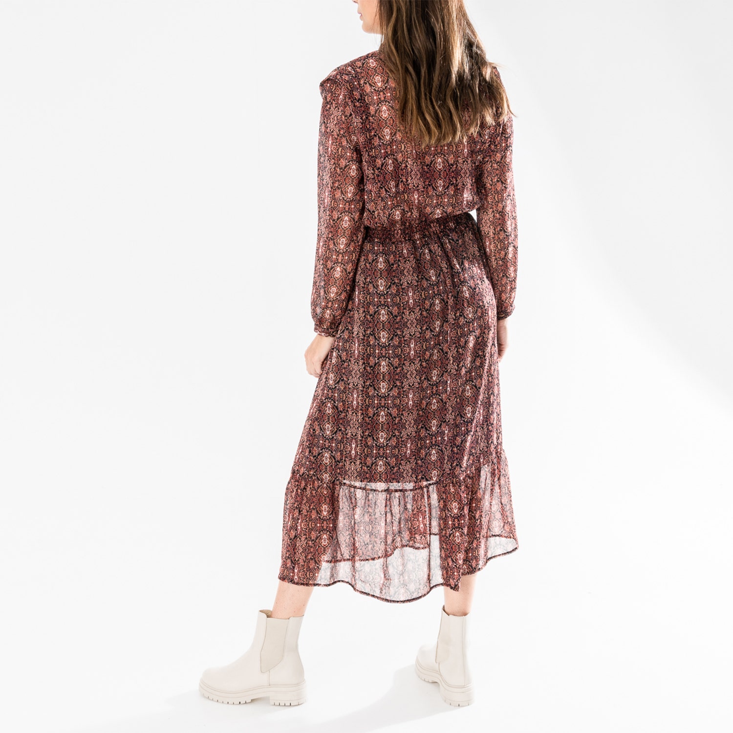 Robe longue TEXTO noire à imprimé oriental