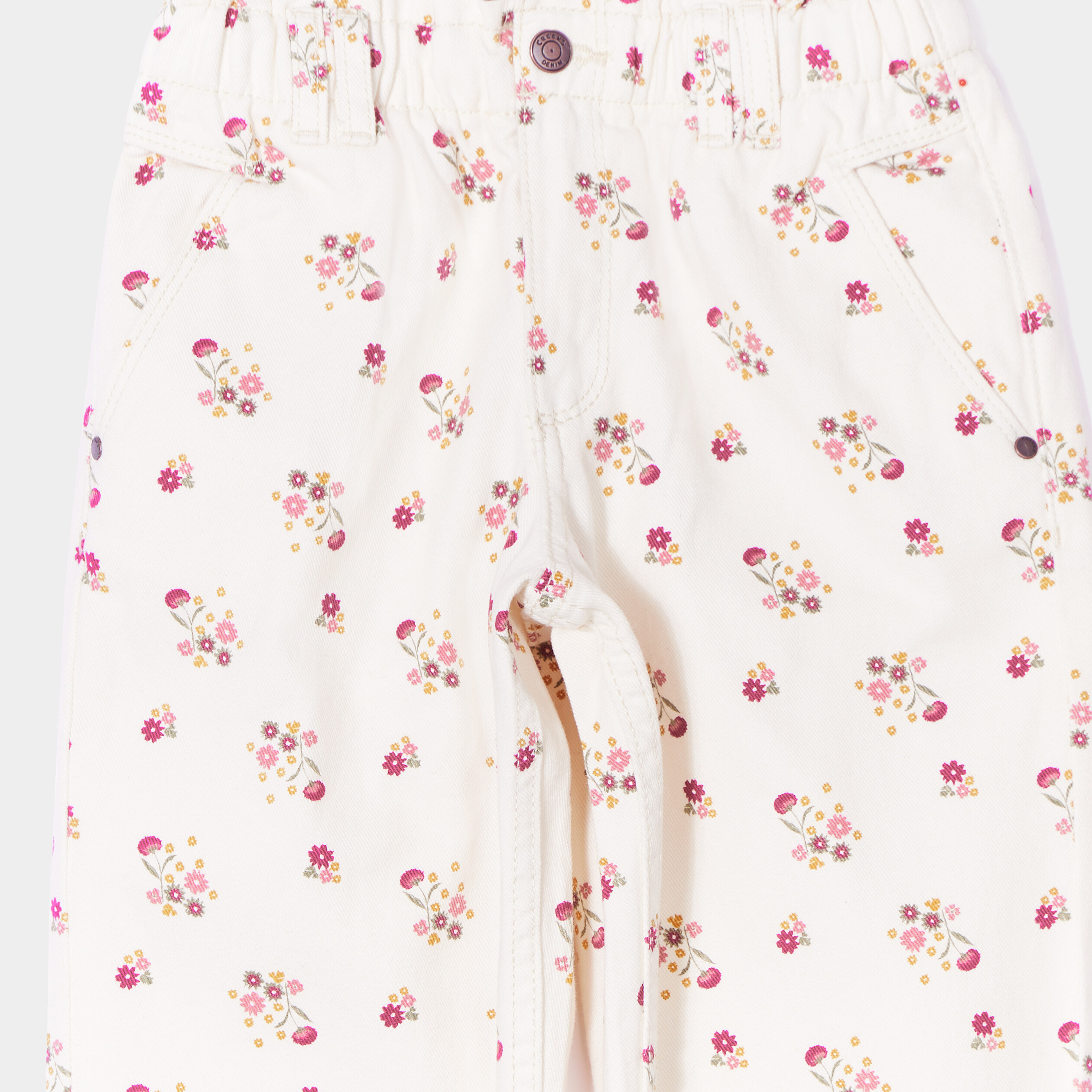 Pantalon slouchy taille élastiquée coton beige fille | La Halle