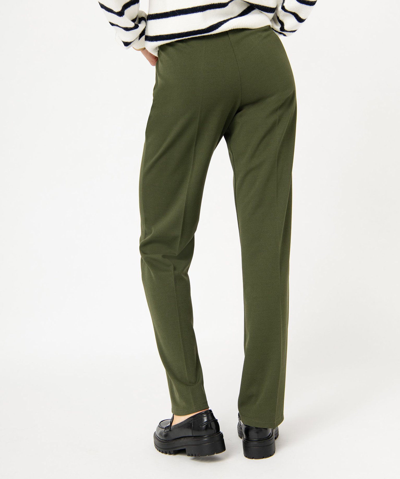 Pantalon en maille coupe droite avec fausses poches plaquée... kaki | GEMO