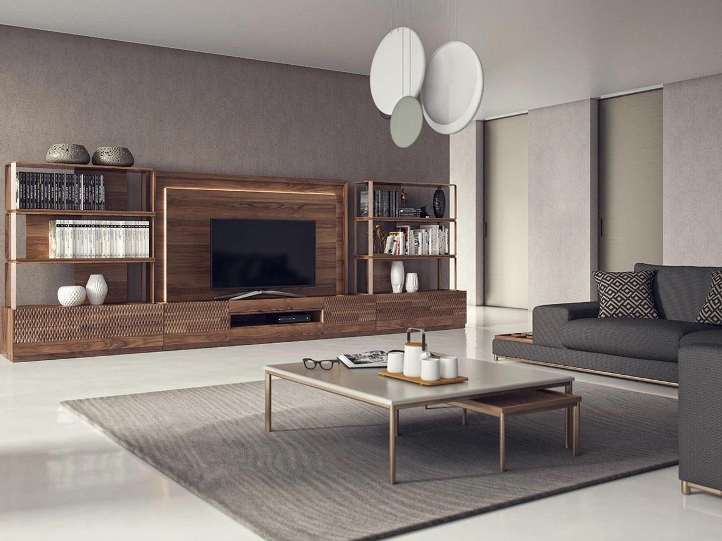 JVmoebel Wohnwand Wohnzimmermöbel Set 4tlg TV-Ständer 2x Bücherregale TV Rahmen, (4-St., 1x TV-Ständer + 1x TV Rahmen + 2x Bücherregale), Made in Europa