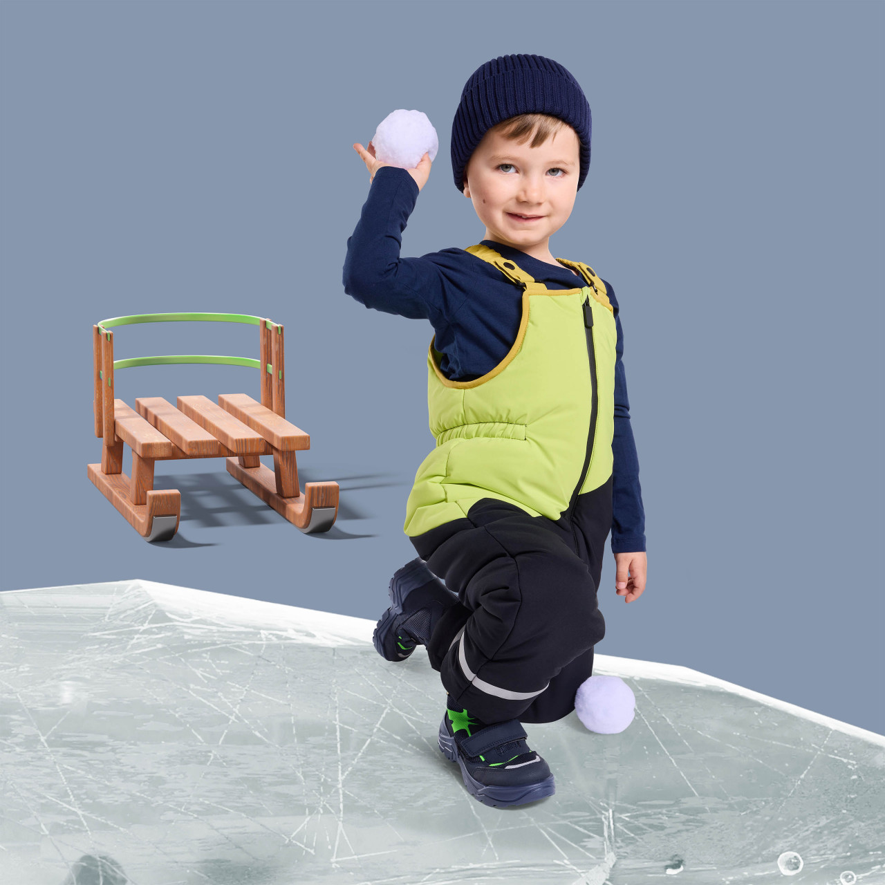 SNOW MAX - Blau/Hellgrün Boots mit Klettverschluss