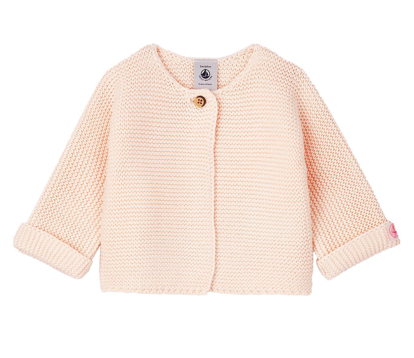 Petit Bateau Strickjacke Petit Bateau Baby Strickjacke cardigan rosa fleur Krausstrick