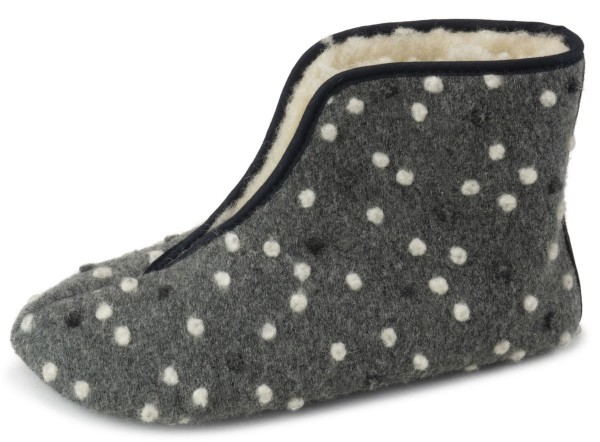 OmaKing ~ Hausschuh Wolle ~ Grey with Dots