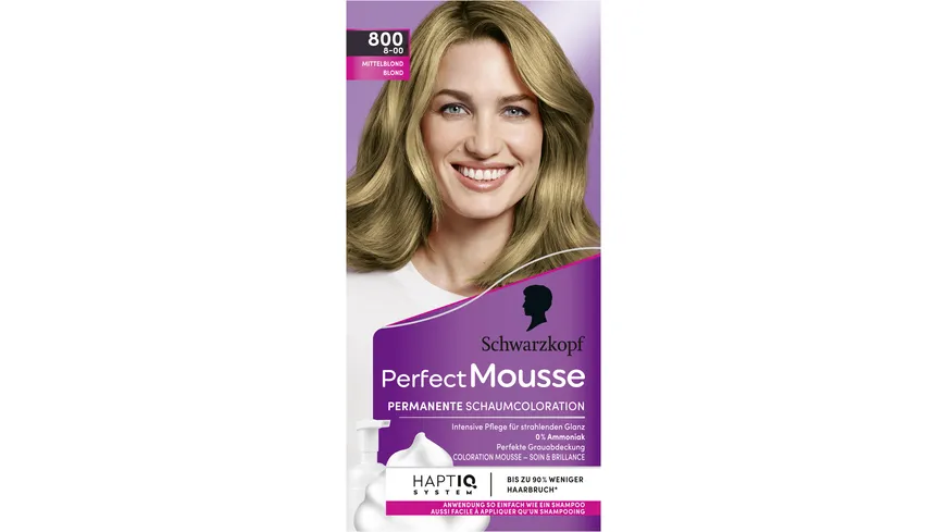 Schwarzkopf Perfect Mousse Permanente Schaumcoloration 800 8-00 - mittelblond