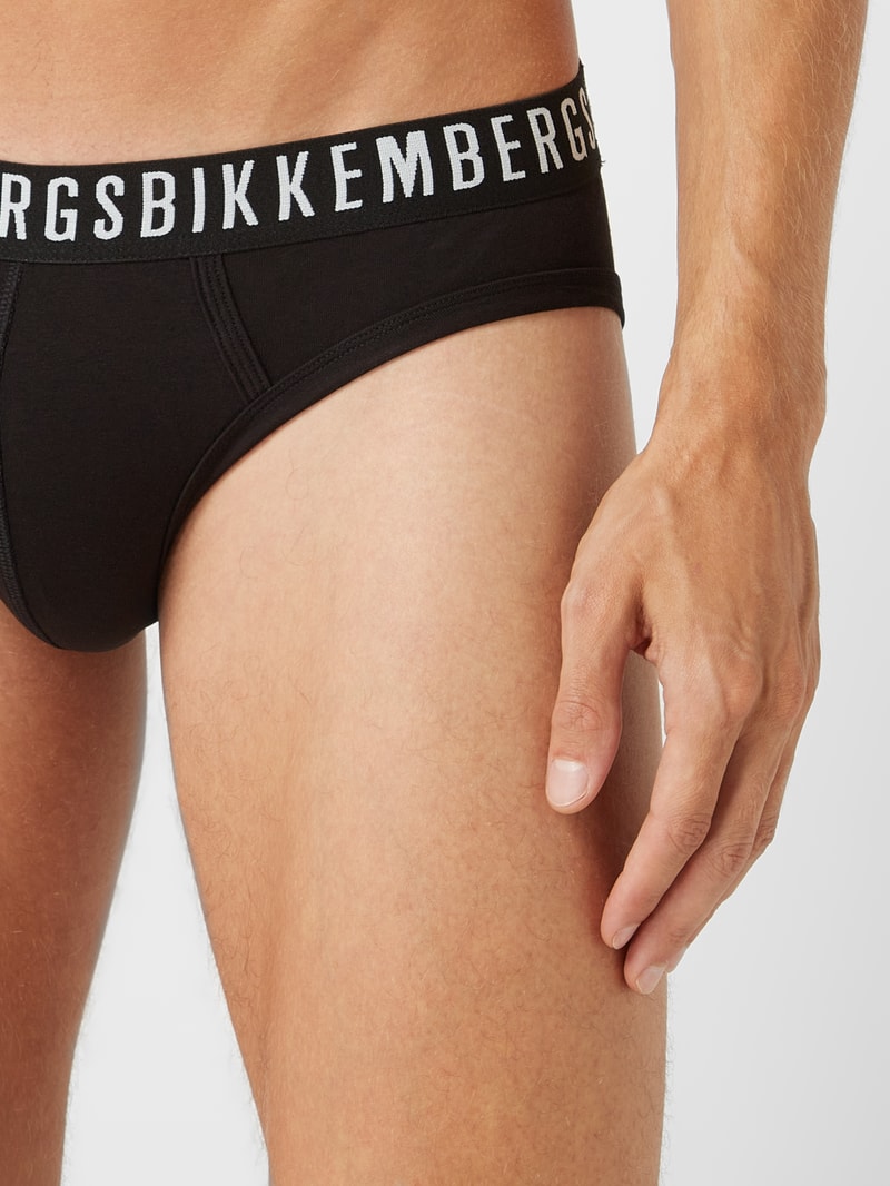 Slip mit Stretch-Anteil im 2er-Pack in schwarz