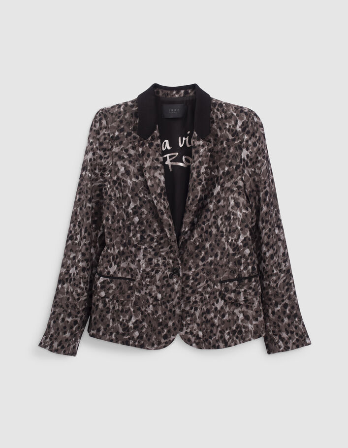 Veste grise imprimé léo rock recyclée Femme