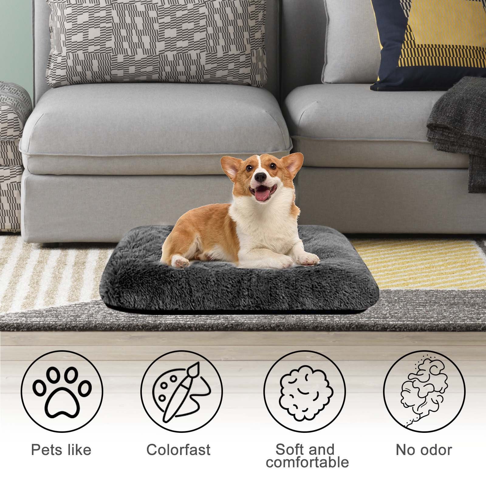 CALIYO Tierbett 100x70x10cm Hundebett Waschbar L Hundekissen Abnehmbar Bezug, Hochwertiger Plüsch, für Hundekäfig Anti-Rutsch Hundesofa Rechteckig