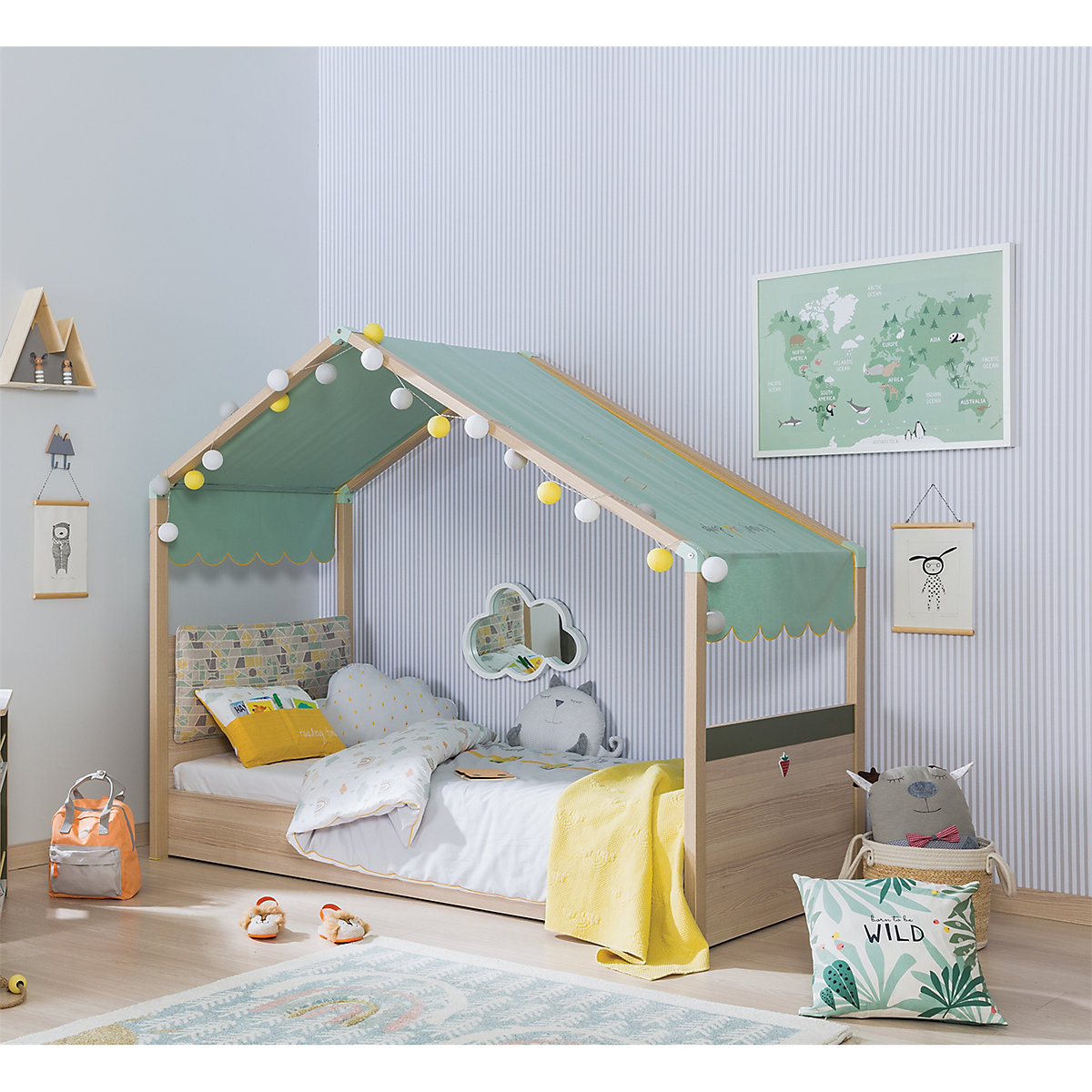 Kinderbett mit Markisendach Bett: B/H/T 103 x 163 x 205 cm