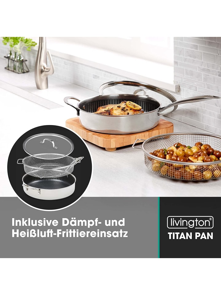 Livington Hochrandpfanne Titan Pan 28cm in Silber günstig kaufen onesize