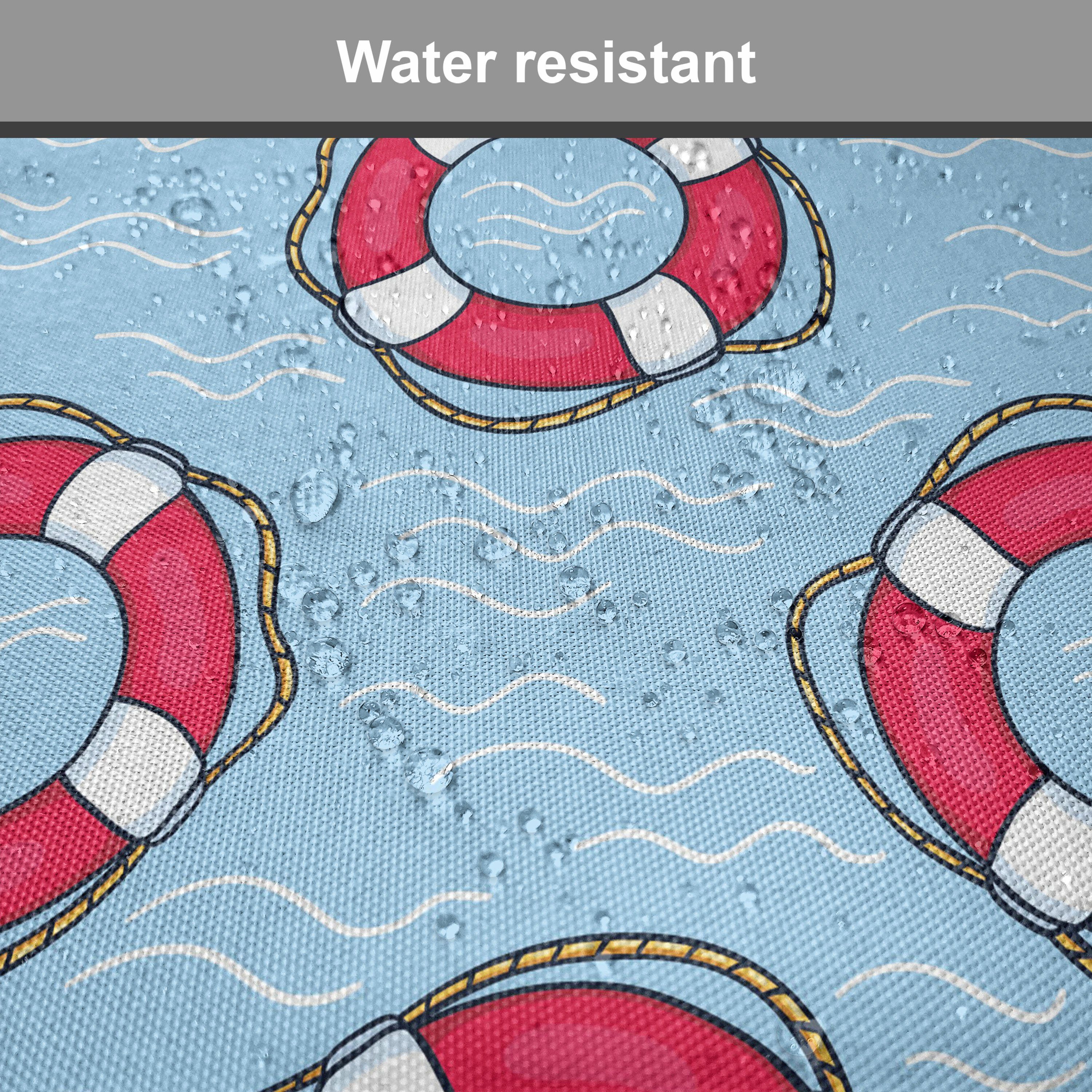 Abakuhaus Stuhlkissen Dekoratives wasserfestes Kissen mit Riemen für Küchensitze, Wasserblau Lifebuoys in Ocean