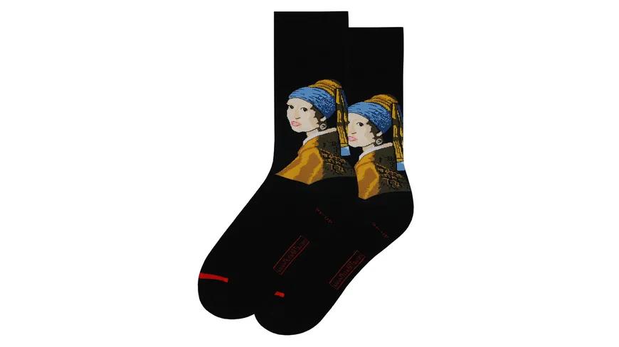 MuseARTa Unisex Socken Jan Vermeer - Das Mädchen mit dem Perlenohrring BLACK