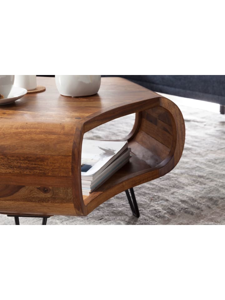 KADIMA DESIGN Couchtisch | Sheesham, 55x55x38cm, Ablage, Metallgestell günstig kaufen onesize